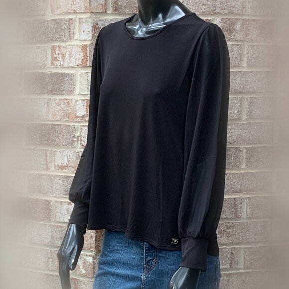 Calvin Klein M9HH7844 Crew Neck Chiffon Sleeve Blouse Sz S - Picture 3 of 16